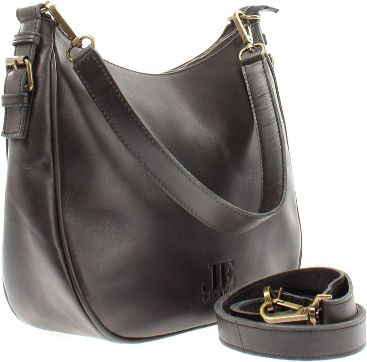 LECONI Schultertasche Henkeltasche Damentasche Umhängetasche natur weiche Ledertasche Handtasche Dam
