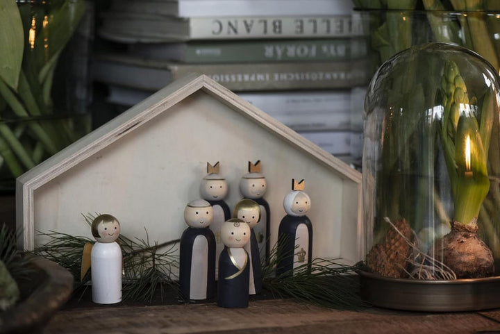 IB Laursen Weihnachts Krippe mit 7 Holz Figuren Set Krippen Weihnachten Deko