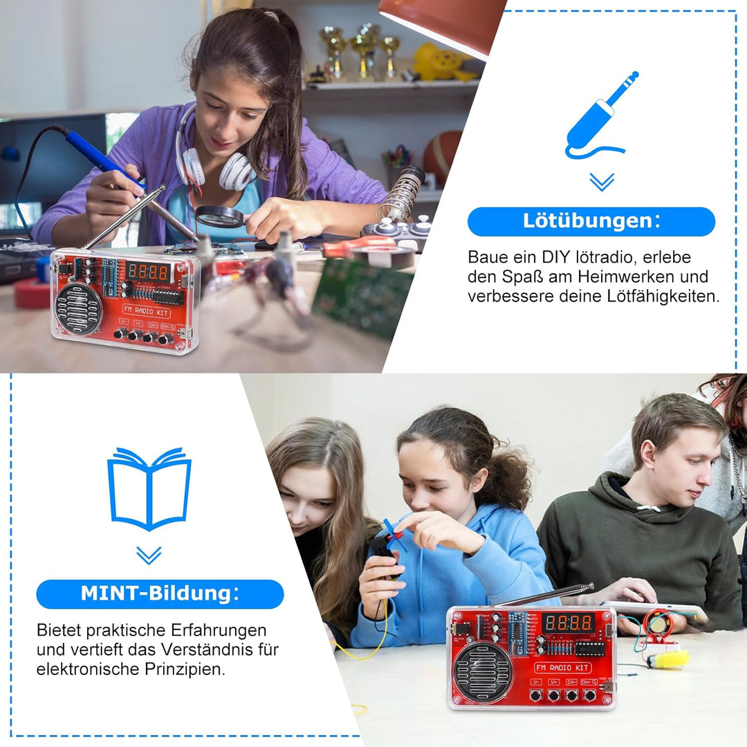 PEMENOL Löten Praxis Kit, DIY FM Radio Löt Bausatz mit USB Digital Display Elektronische Kits für St