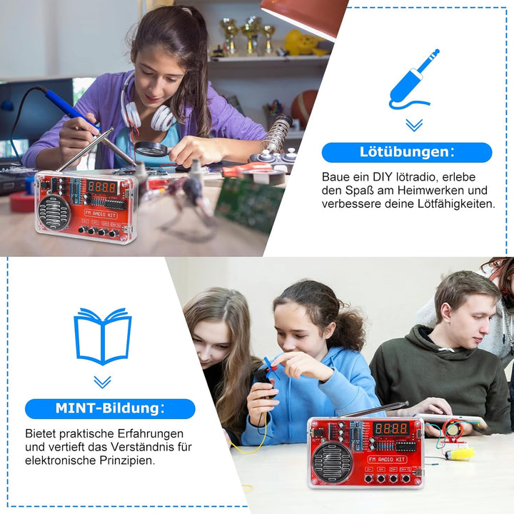 PEMENOL Löten Praxis Kit, DIY FM Radio Löt Bausatz mit USB Digital Display Elektronische Kits für St