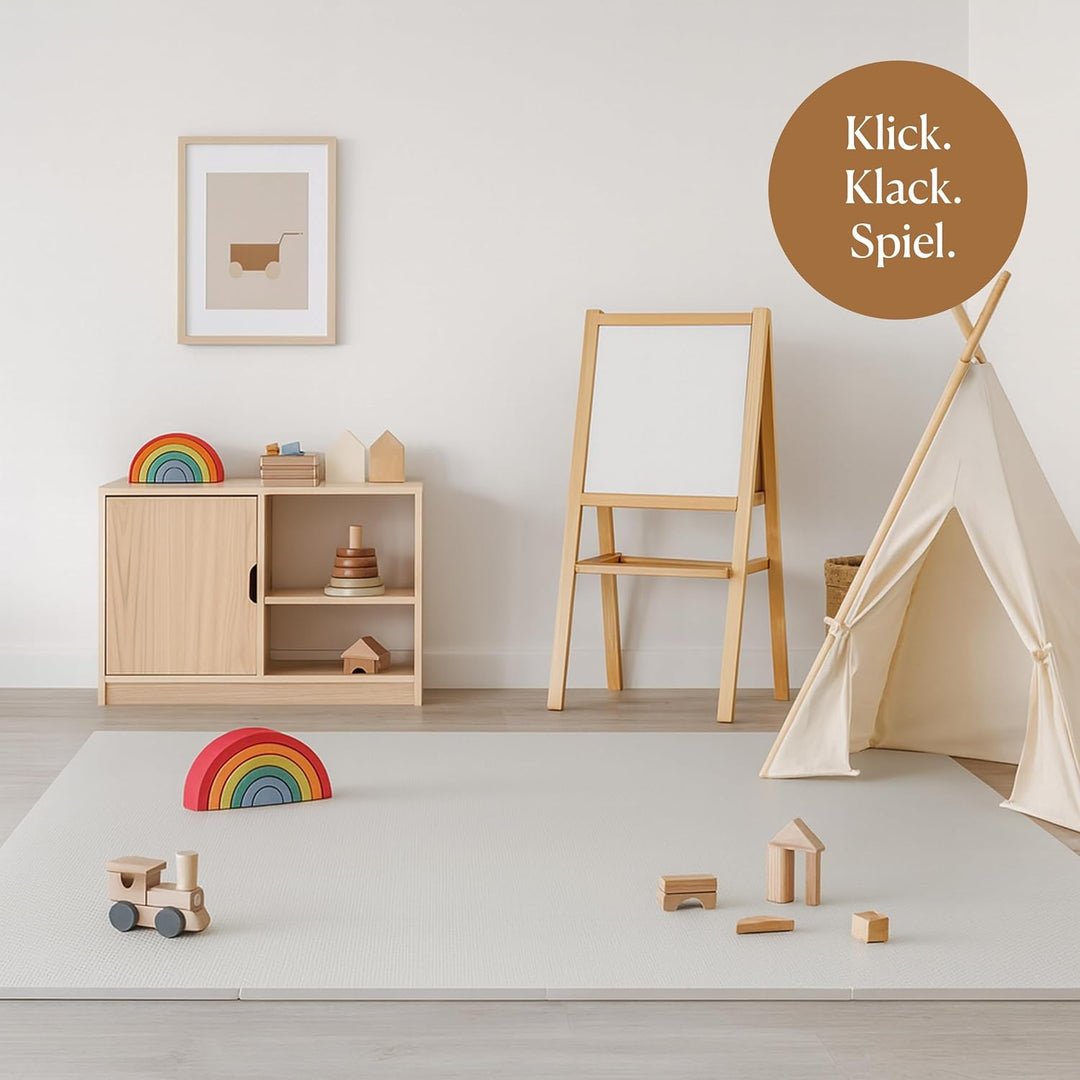 Toddlekind Baby-Puzzlematten, 9-TLG. mit Randteilen, ungiftige Schaumstoffmatten, für Bauchzeit & Kr