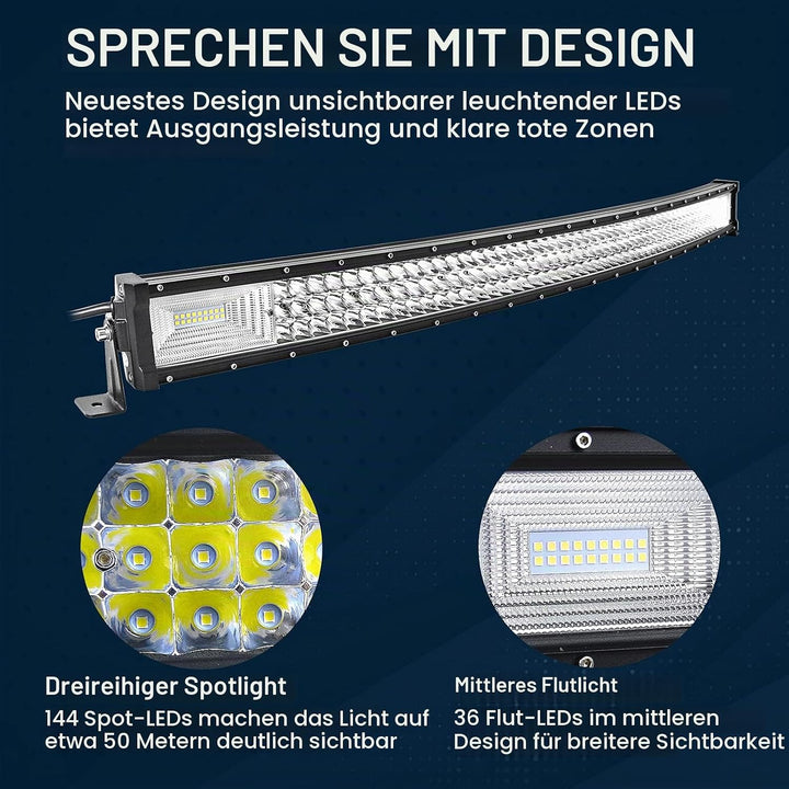 SKYWORLD Gebogen LED Arbeitsscheinwerfer Bar, 42 Zoll 106.7cm 540W Scheinwerfer Flutlicht combo Offr