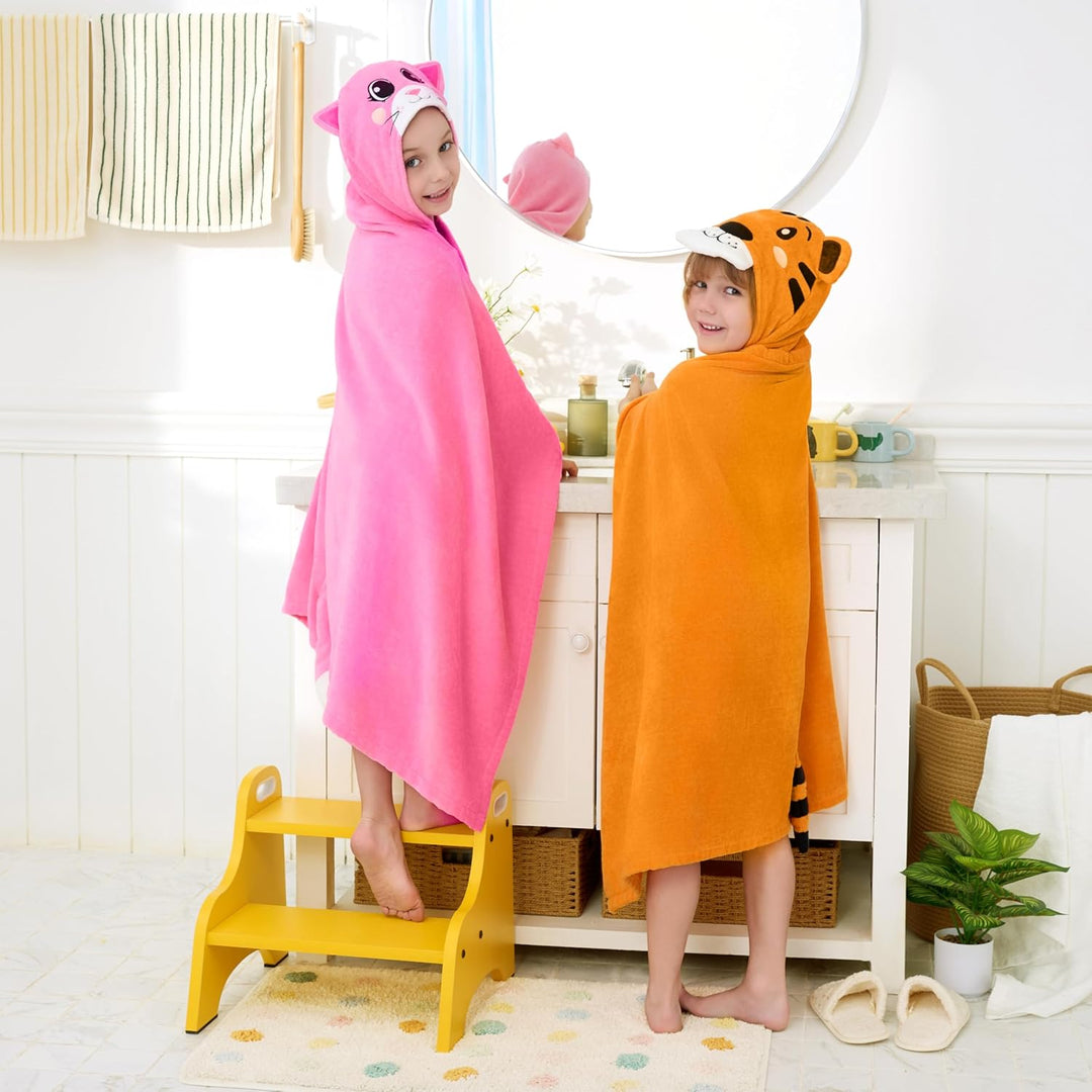 Joiedomi Tiger-Badeponcho Kinder Kapuzenhandtuch für Kinder–aus 100% Baumwolle –Badetuch für Kinder