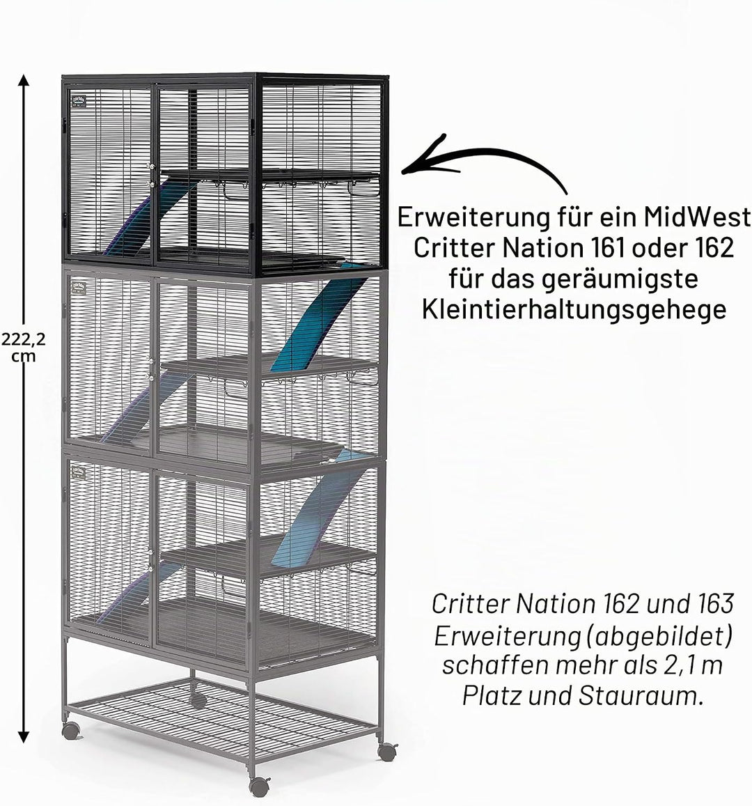 MidWest Deluxe Critter Nation Modell 163 Käfigaufsatz für Kleintierkäfig, kompatibel mit Modellen 16