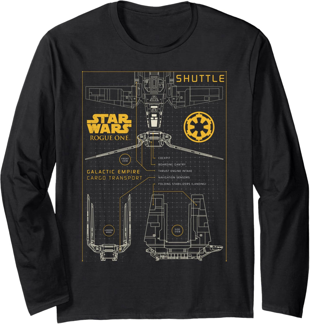 Star Wars Rogue One Imperial Shuttle Diagram Langarmshirt
