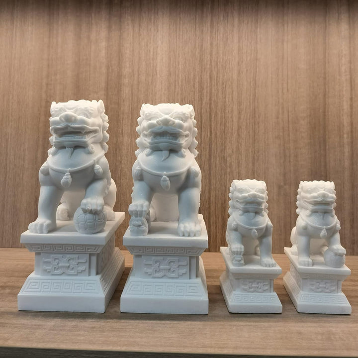 Grosse Foo Dog Statue, 1 Paar Schutzlöwen, asiatische Steinstatuen, Feng Shui, Dekoration für Zuhaus