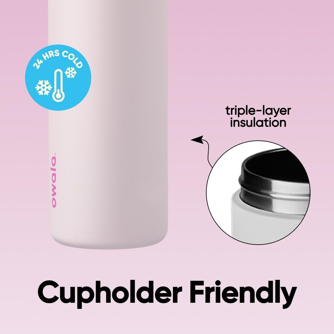 OWALA FreeSip Isolierte Edelstahl Trinkflasche mit Strohhalm, 710 ml – BPA-frei, optimal für Sport,