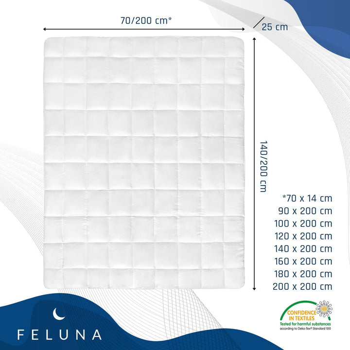 Feluna Mikrofaser Matratzen-Topper gepolsterter Matratzen-Auflage - Matratzenschoner Unterbett Micro