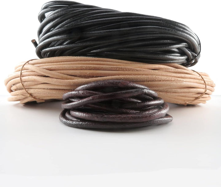 Lederschnur Rund 6 mm. Antik Braun - 5 Meter 5 Meter Antik Braun, 5 Meter Antik Braun