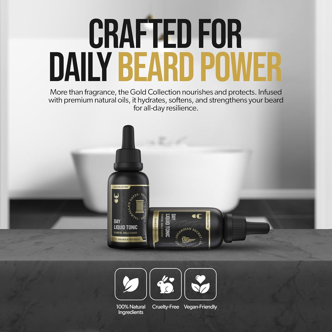 The Beard Struggle Day Liquid Tonic Bartöl für Männer – Gold Collection (Valhalla's Gates) – Bartpfl