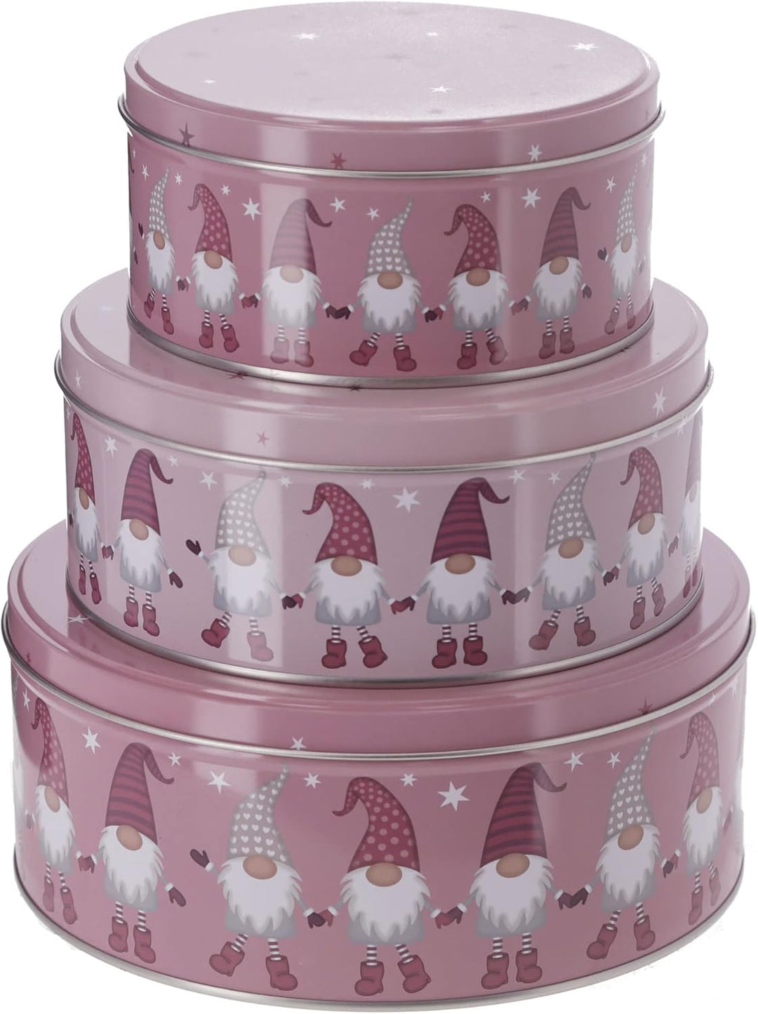 Cepewa Gebäckdose 3er Set Weihnachten | Wichtelmotiv 3 Grössen rund Metall | Aufbewahrung Weihnachts