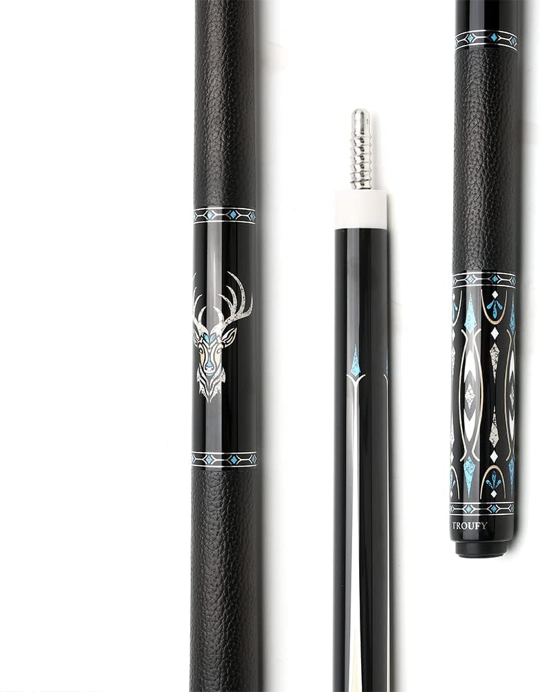 TROUFY Kohlefaser Pool Queue mit Koffer Kombination, Kohlefaser Billard Queue-Sticks Verlängerung 12