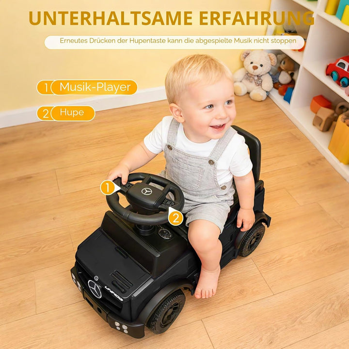 TCARAIWEN Kinder Rutschauto Mercedes-Benz Unimog Lizenz, Fuss-zu-Boden Rutscher für Kleinkinder 1-2