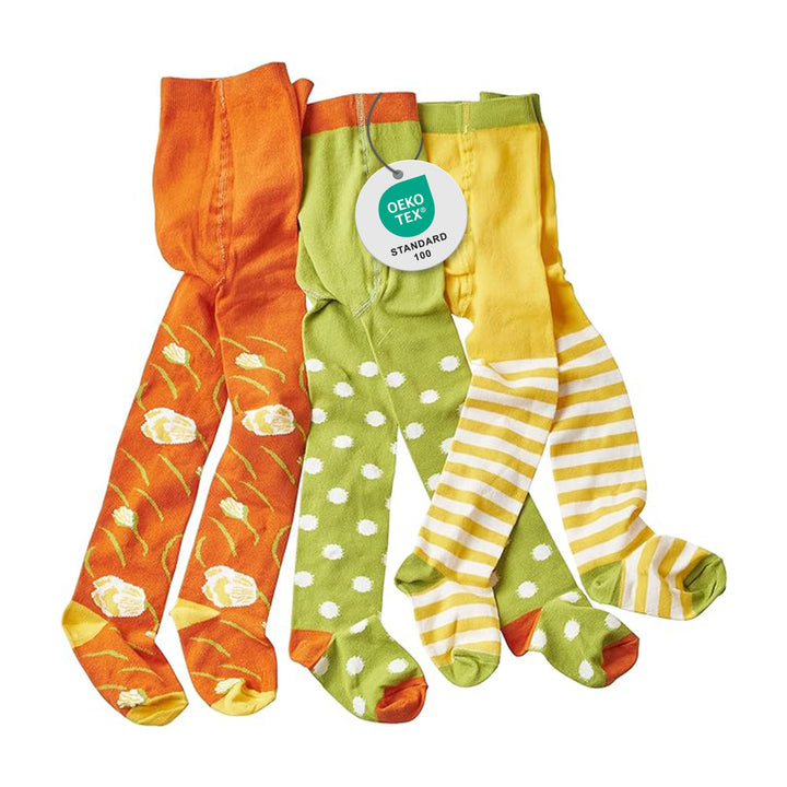 wellyou – Kinder Strumpfhosen Mädchen & Jungen – 3er Set Baby-Strumpfhosen mit Muster – bunte Baumwo