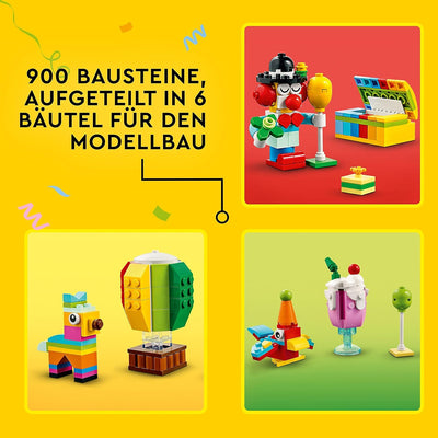 LEGO 11029 Classic Party Kreativ-Bauset Bausteine-Box, Familienspiele zum gemeinsamen Spielen, enthä