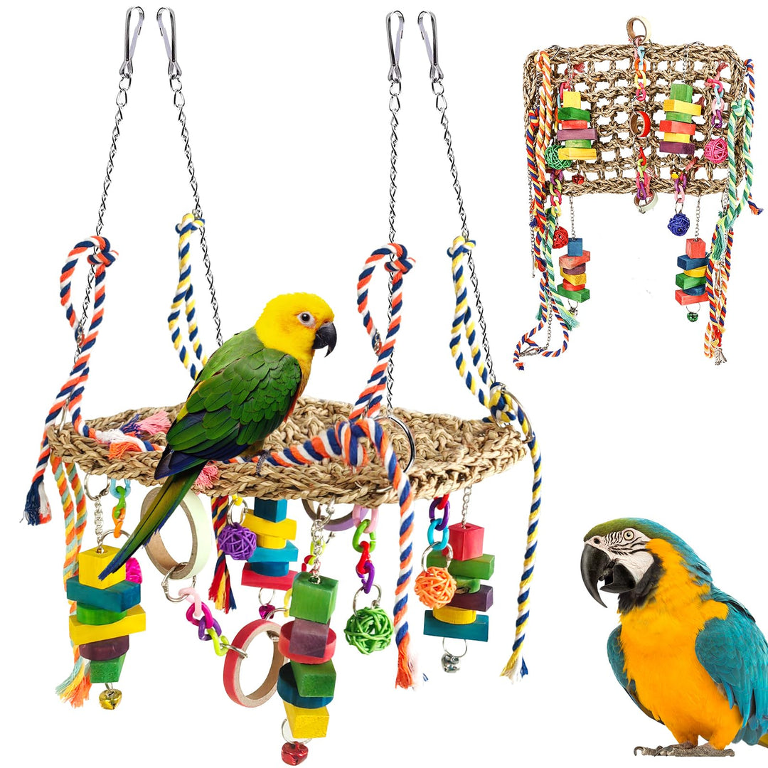 SUNOYA Papageienspielzeug, Wellensittich Spielzeug Natürliche Sicheres Holz Papagei Spielzeug Vogel