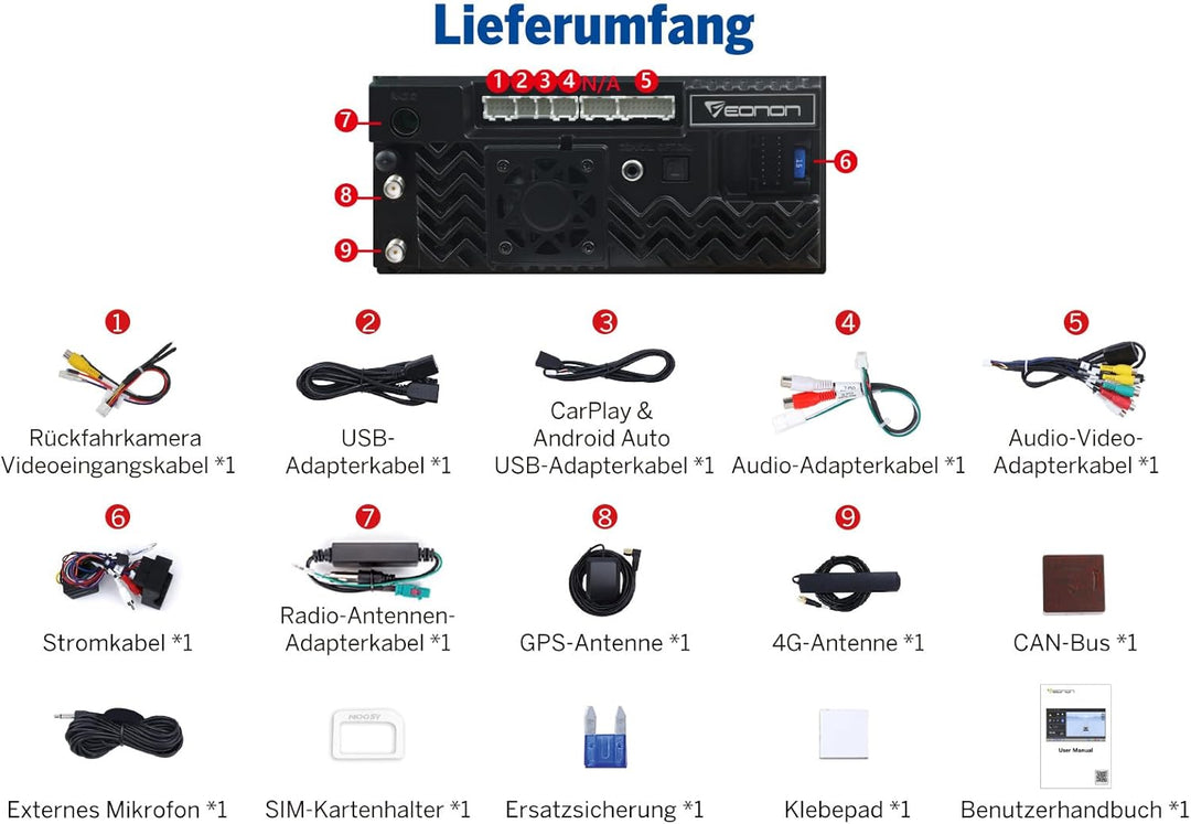 Eonon 9 Zoll Autoradio für VW Golf VI/V Polo Touran T5 Seat Skoda Android 13 6+64GB 8-Core mit Bluet