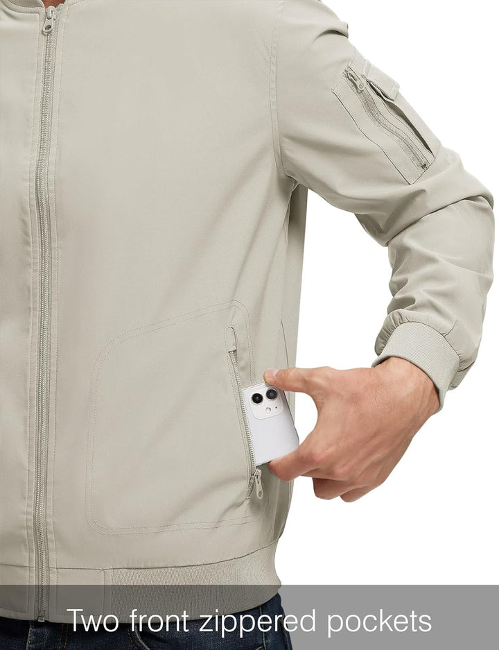 Herren Jacken Leichte Windbreaker Übergangsjacke Bomberjacke Frühling Herbst Fliegerjacke Stehkragen