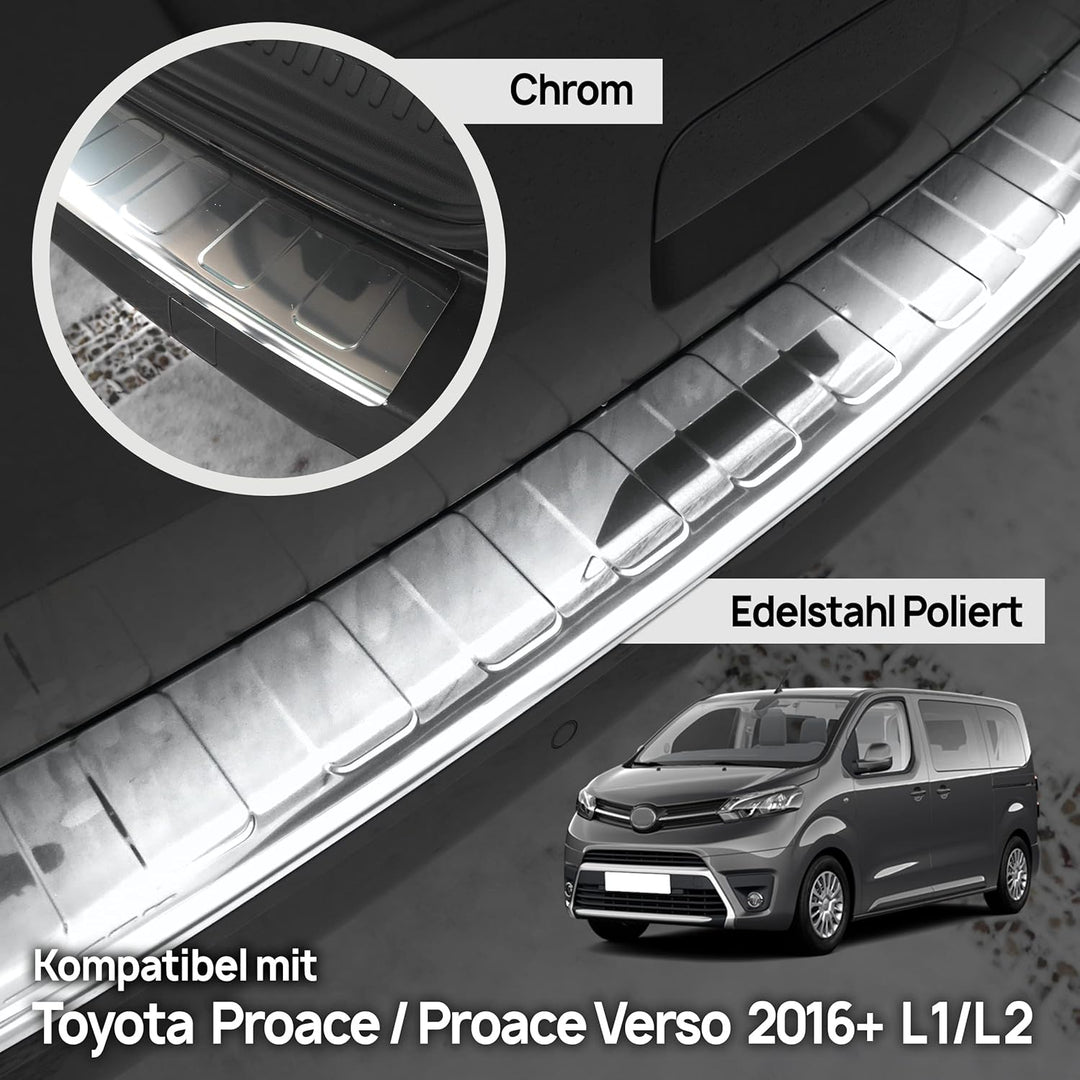 CHROMEMASTER | Ladekantenschutz Stossstangenschutz | Kompatibel mit Toyota Proace 2016- Compact, L1
