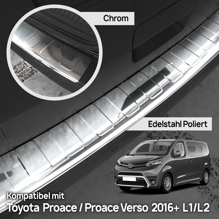 CHROMEMASTER | Ladekantenschutz Stossstangenschutz | Kompatibel mit Toyota Proace 2016- Compact, L1
