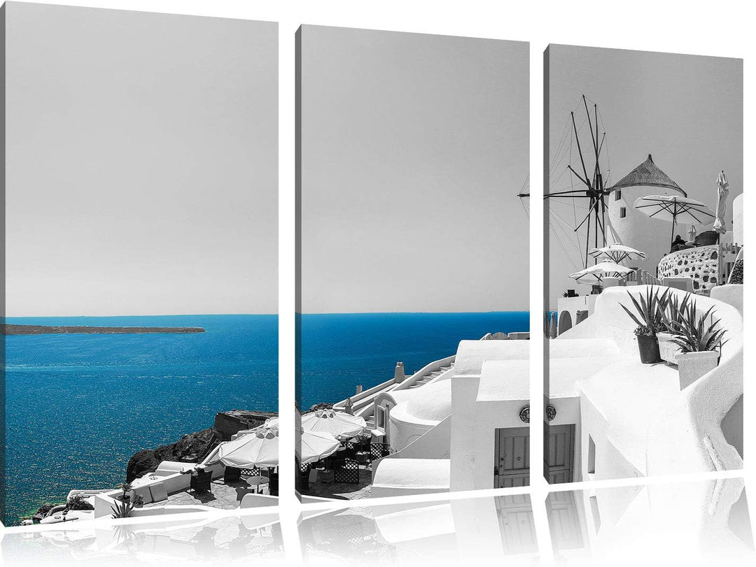 Club Kalimera Kriti in Kreta schwarz/weiss 3-Teiler Leinwandbild 120x80 Bild auf Leinwand, XXL riesi