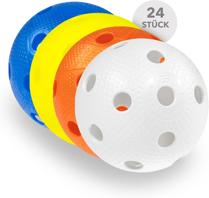 Fat Pipe | Floorball Unihockey Ball 24er Team Set | Fat Balls | Color Mix | Wettkampfball Trainingsb
