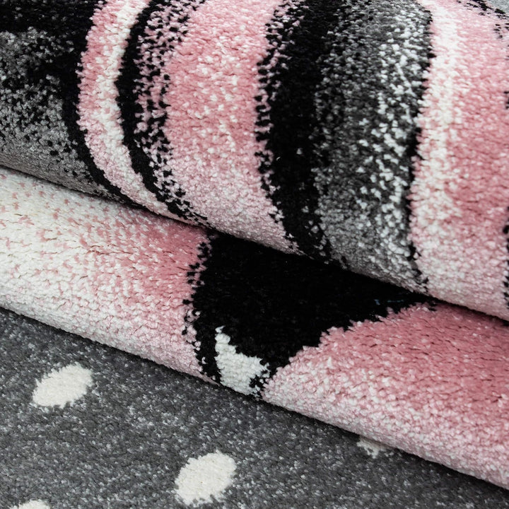 HomebyHome Kinderteppich Kurzflor Einhorn Design Rosa 80x150 cm Laüfer- Teppich Kinderzimmer Mädchen