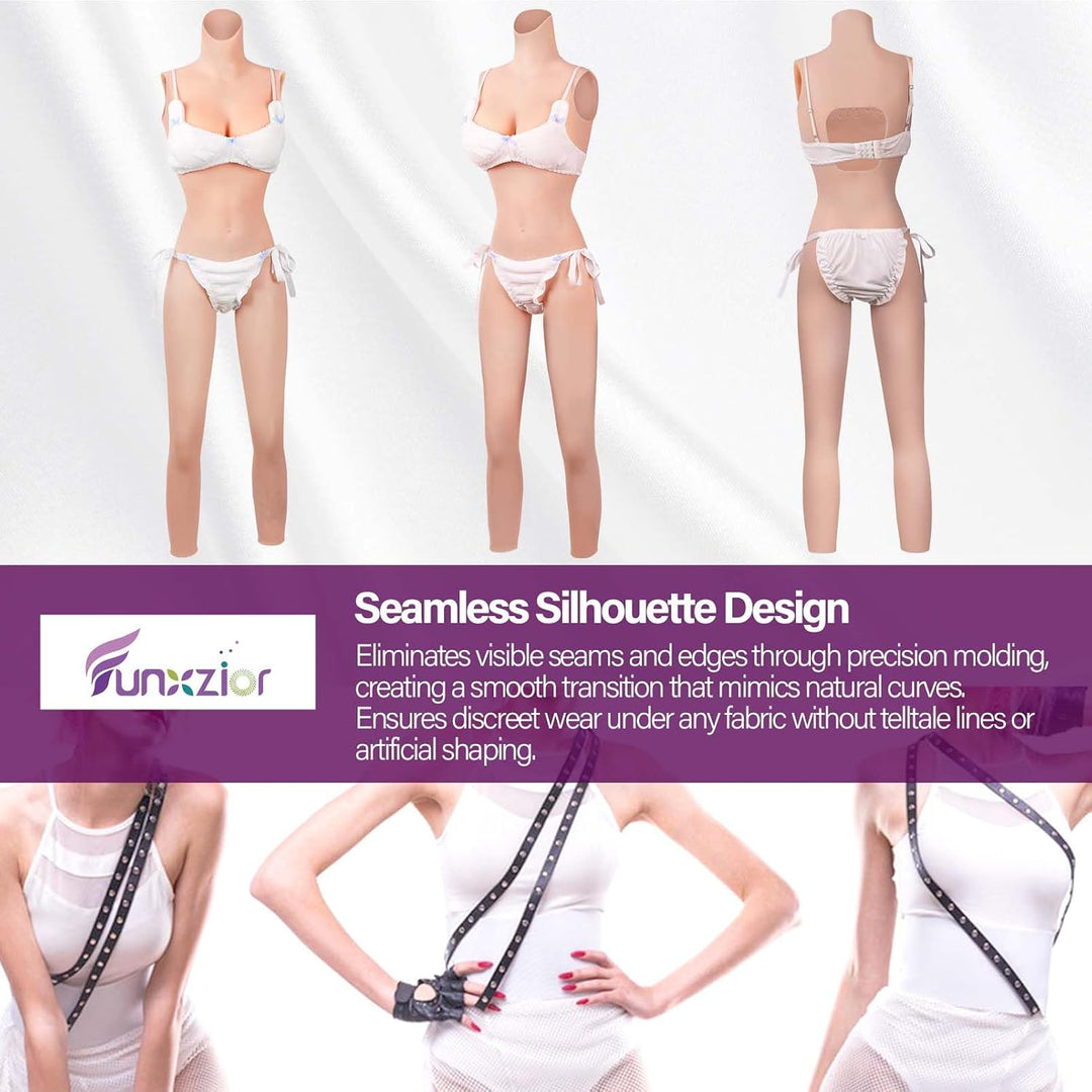 Generation 3 Silikon Ganzkörperanzug Bodysuit mit Realistischer Weiblicher Silhouette Brustform &amp; Ho