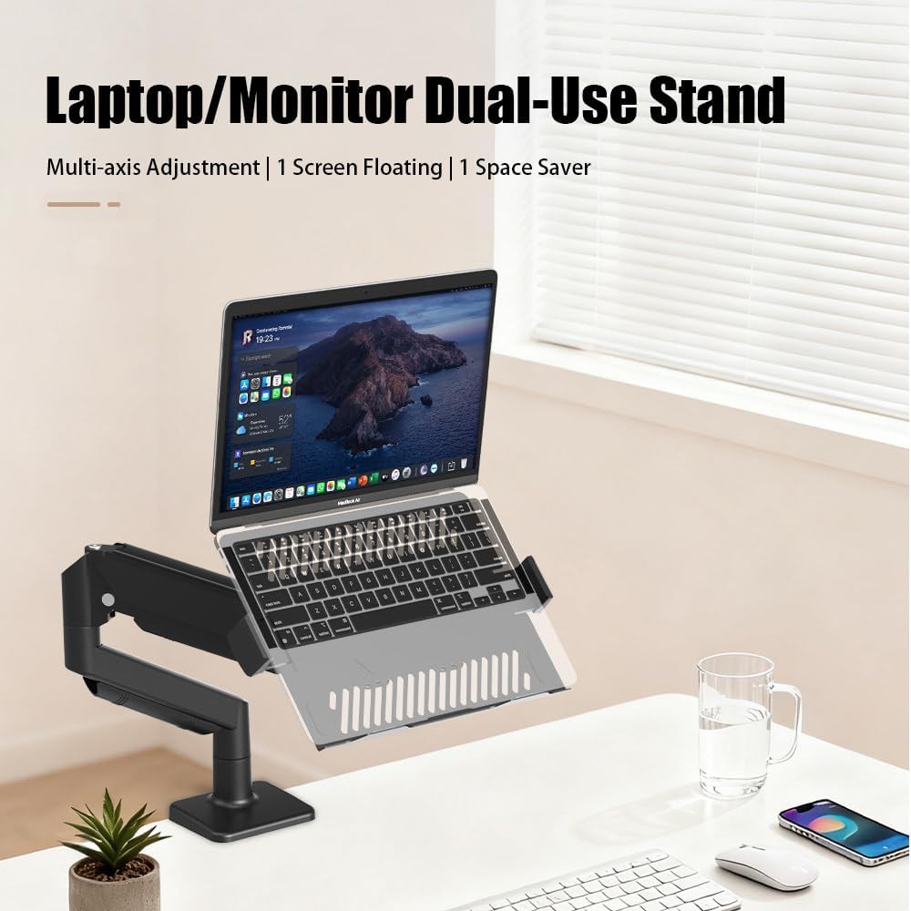 Laptop Arm,2-In-1 Monitorhalter Mit Laptopablage, Belastbar Bis 10 Kg,Verstellbarer Laptoparm,Kompat