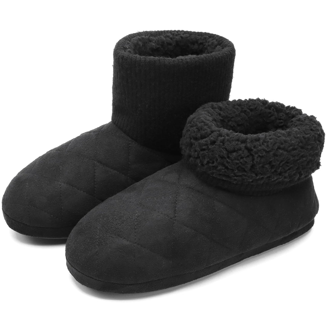 COFACE Herren Hüttenschuhe Lammfell Winter Hausschuhe Warme Plüsch Gefütterte Hausstiefel Männer Hau