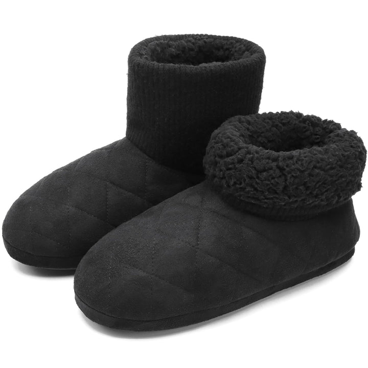 COFACE Herren Hüttenschuhe Lammfell Winter Hausschuhe Warme Plüsch Gefütterte Hausstiefel Männer Hau
