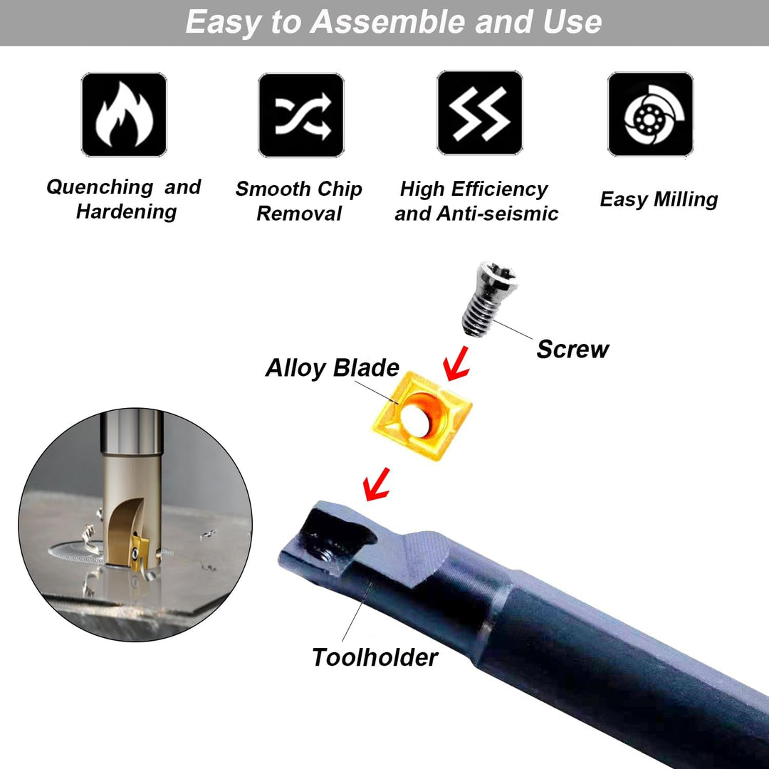 21St Drehmaschine Bohrstange Set Drehwerkzeuge Schaftdrehmaschine Drehen Drehbank 12mm Schaft CNC Dr