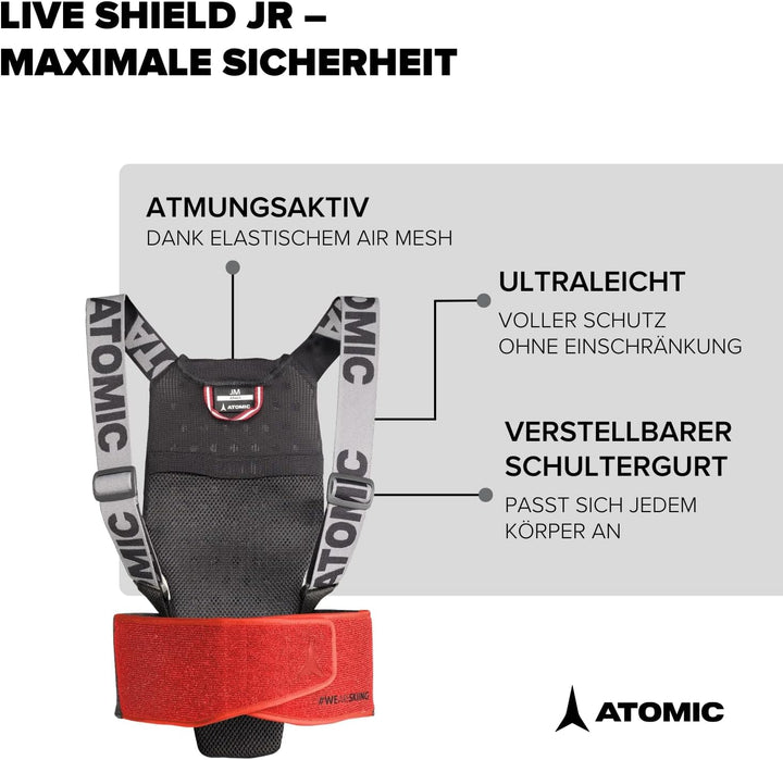 Atomic Kinder Live Shield Jr Ski-Rückenprotektor L Schwarz, L Schwarz