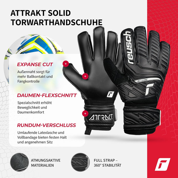 Reusch Herren Attrakt Unisex Torwarthandschuhe mit Aussennaht Schnitt und Solid Belag, Geeignet für