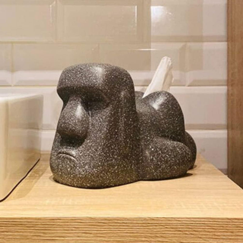 Zerodeko Handtuchspender Harz-Tissue-Box Mit Moai-Förmiger Harz-Moai-Figur Für Badezimmer Schlafzimm