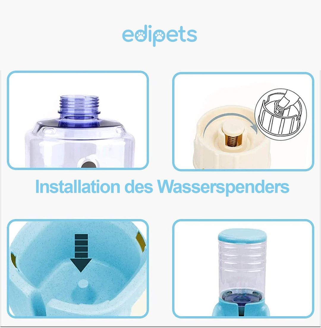 Edipets, Automatischer Futterspender Katze, Hunde, 2 Einheiten, 3.8L, Futter- und Wasserspender für