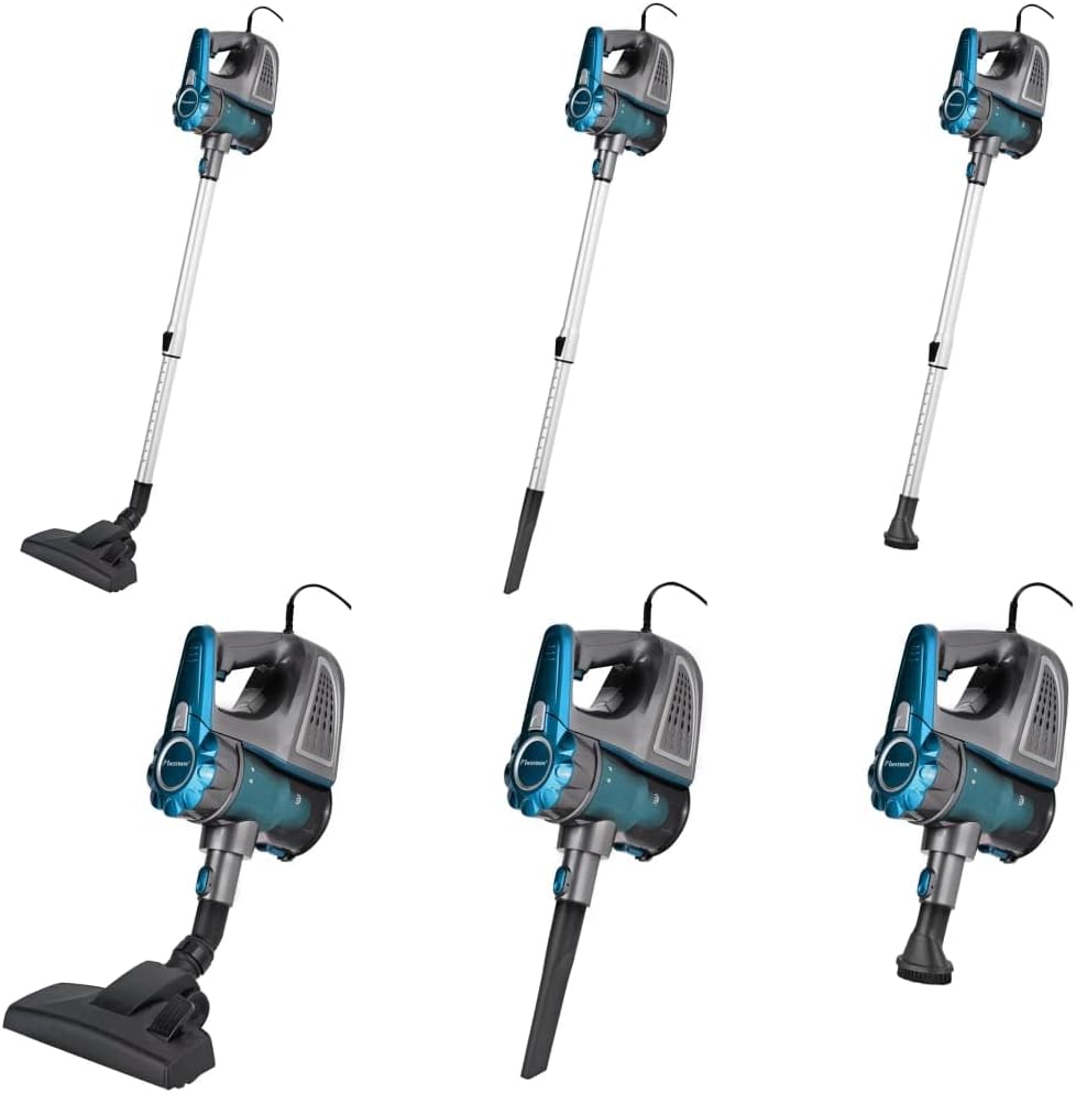 Bestron Beutelloser Handstaubsauger mit Stab, Aktionsradius: 6,5 m, Kapazität: 0,6 l, 600 Watt, Rot/