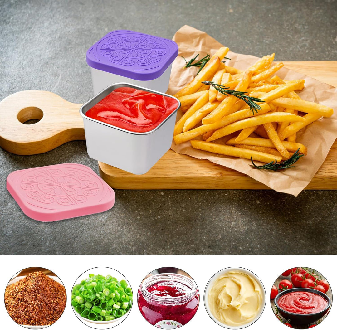 6 Stück Snack-Behälter, Salatdressing Behälter, 180ml Kleine Edelstahl Gewürzbehälter, Wiederverwend