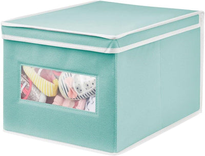 mDesign Stoffbox – praktische Aufbewahrungsbox mit Klappdeckel für Schlaf-, Wohn- oder Badezimmer –