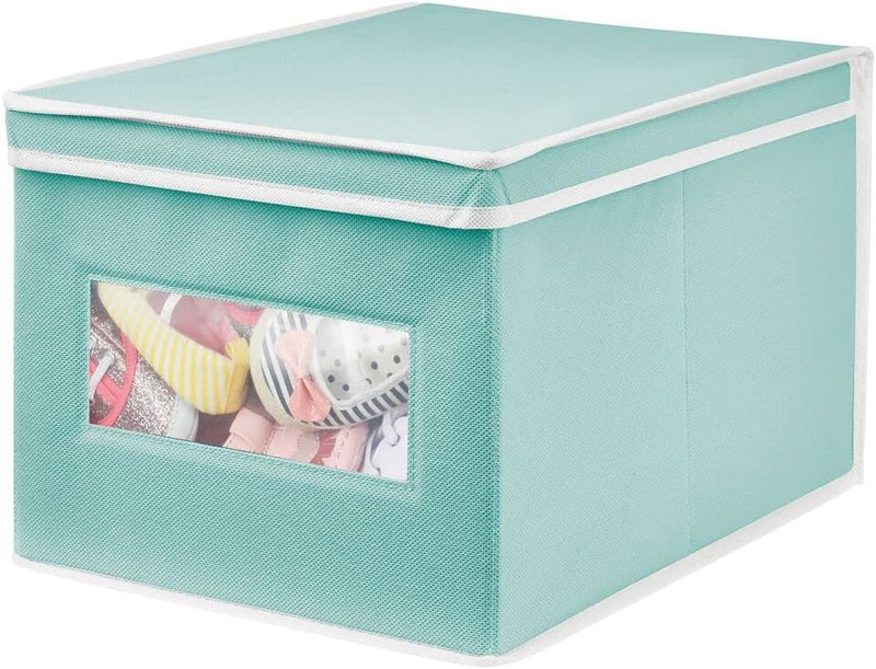 mDesign Stoffbox – praktische Aufbewahrungsbox mit Klappdeckel für Schlaf-, Wohn- oder Badezimmer –
