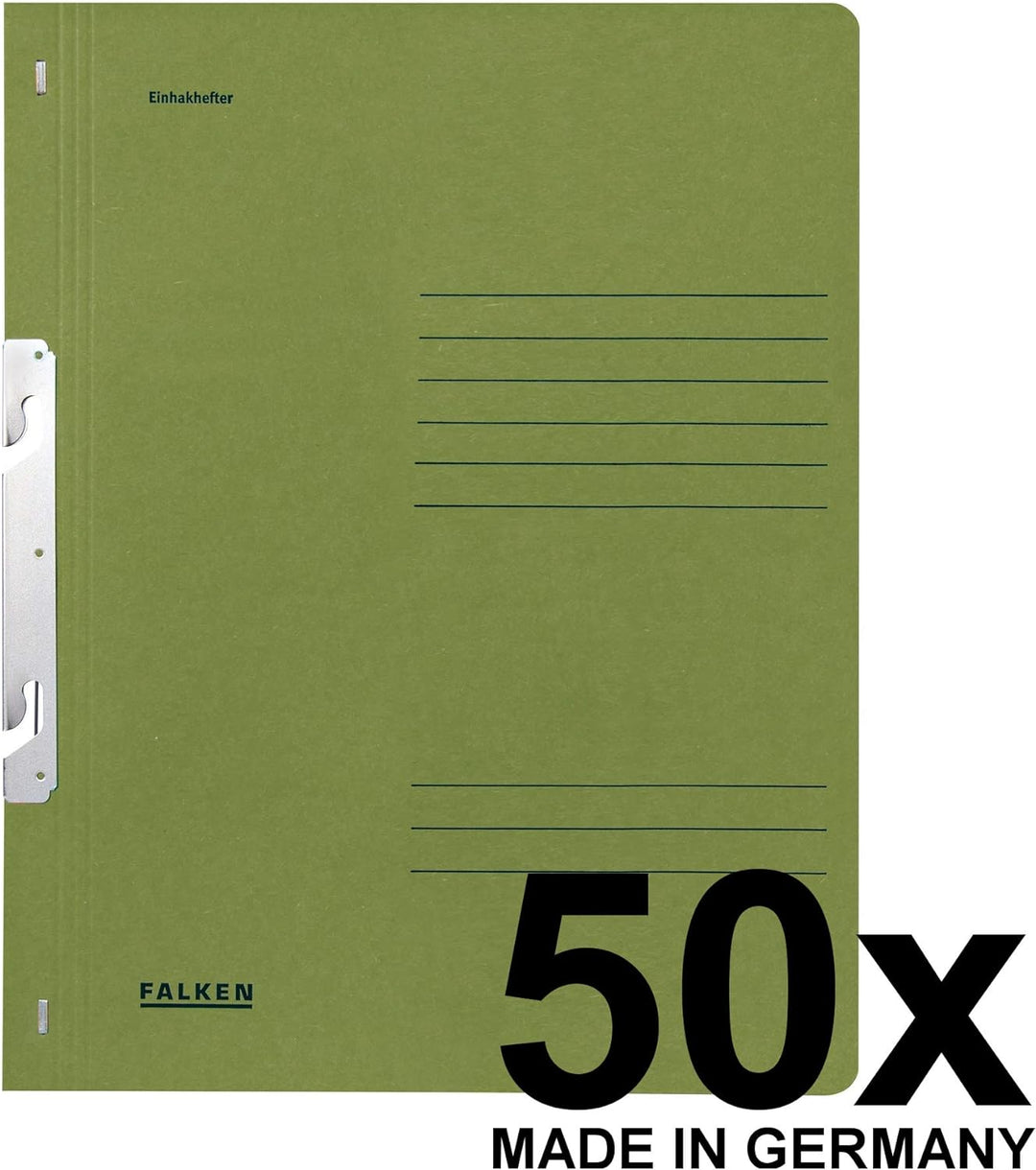 Original Falken 50er Pack Einhakhefter. Made in Germany. Aus Recycling-Karton mit ganzem Vorderdecke