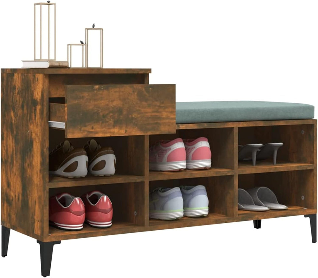 Tidyard Schuhbank, Schuhregal Schuhschrank mit Schublade und 6 Fächer, Schuhaufbewahrung, Sitzbank,