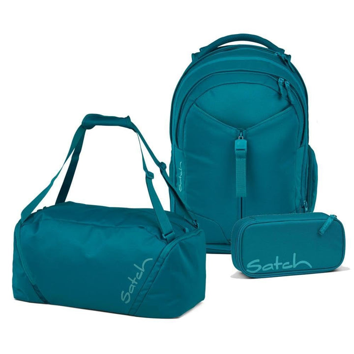 Satch Match Schulrucksack Set 3tlg. inkl. Schlamperbox und Sporttasche Deep Petrol, Deep Petrol