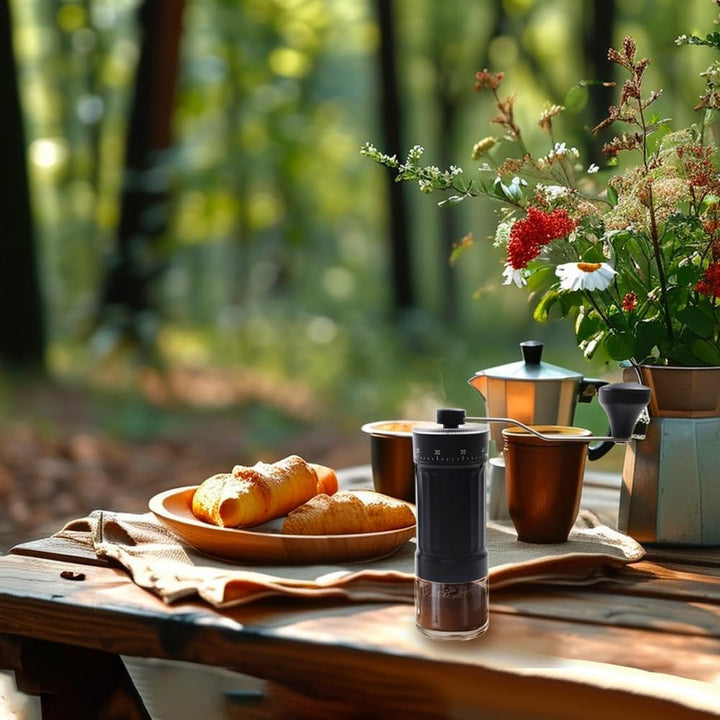 Kaffeemühle Manuell, Handmühle Kaffee Schwarz, Manuelle Kaffeemühle mit Keramikmahlwerk, 40-stufige