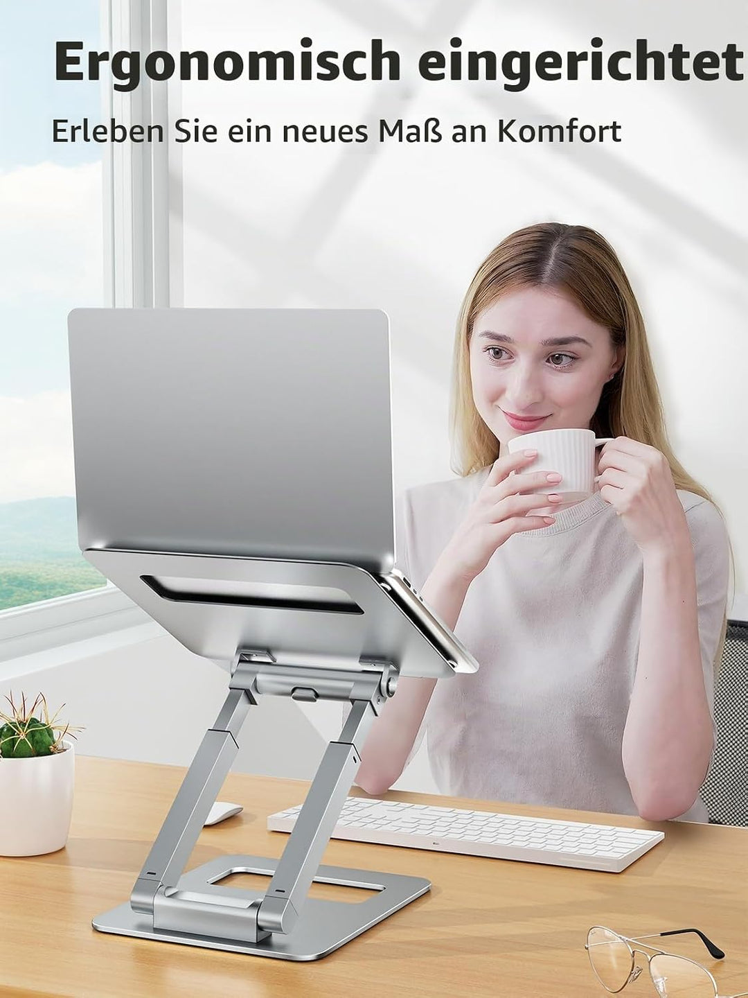 tounee Laptop Ständer Höhenverstellbar, Ergonomischer Computer Ständer, Adjustable Laptop Stand, Not