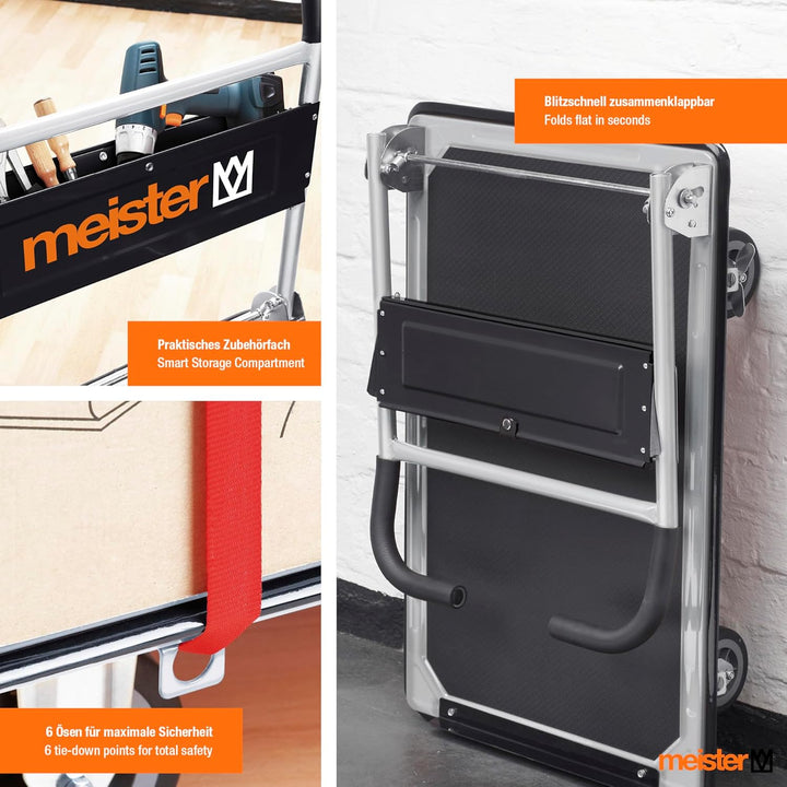 Meister Plattformwagen "cut-off" - Klappbar - Bis 300 kg Tragkraft - Feststellbremse / Transporthilf