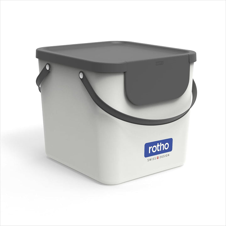Rotho Albula Mülltrennungssystem 40l für die Küche, weiss, Kunststoff Weiss/Anthrazit, Weiss/Anthraz