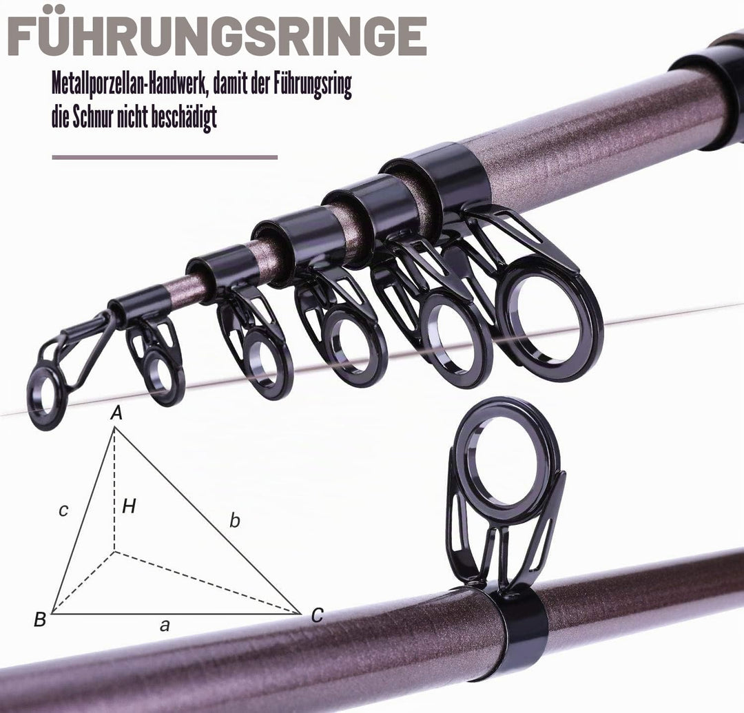 Sougayilang Teleskop-Angelrute 24 Tonnen Kohlefaser, CNC-gefräster Rollensitz, komfortabler Eva-Grif