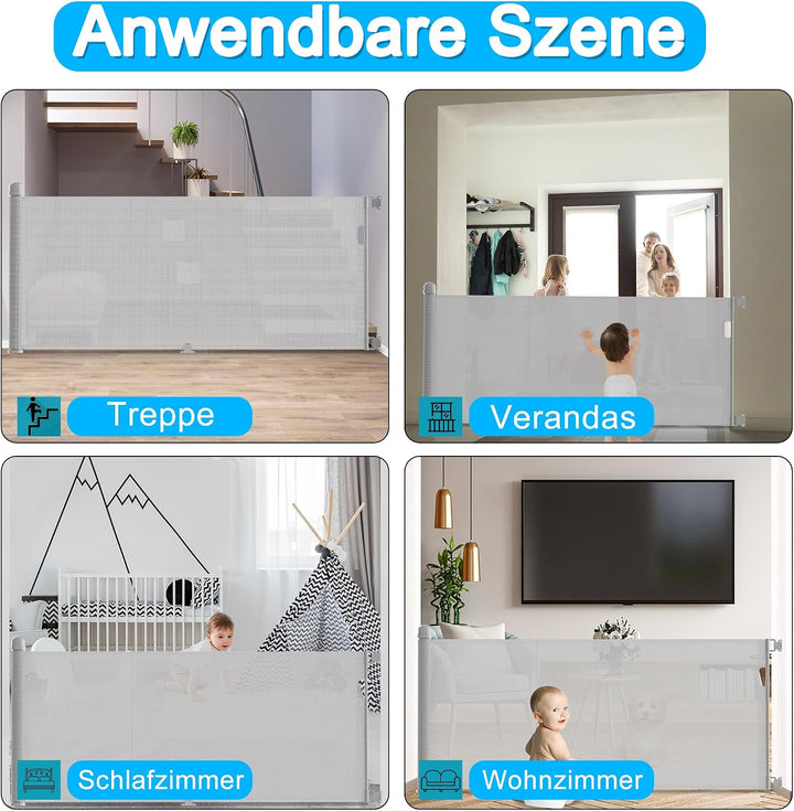 Froadp PVC Türschutzgitter, Ausziehbar Baby Treppengitter für Kinder und Haustiere, Einziehbares Tre