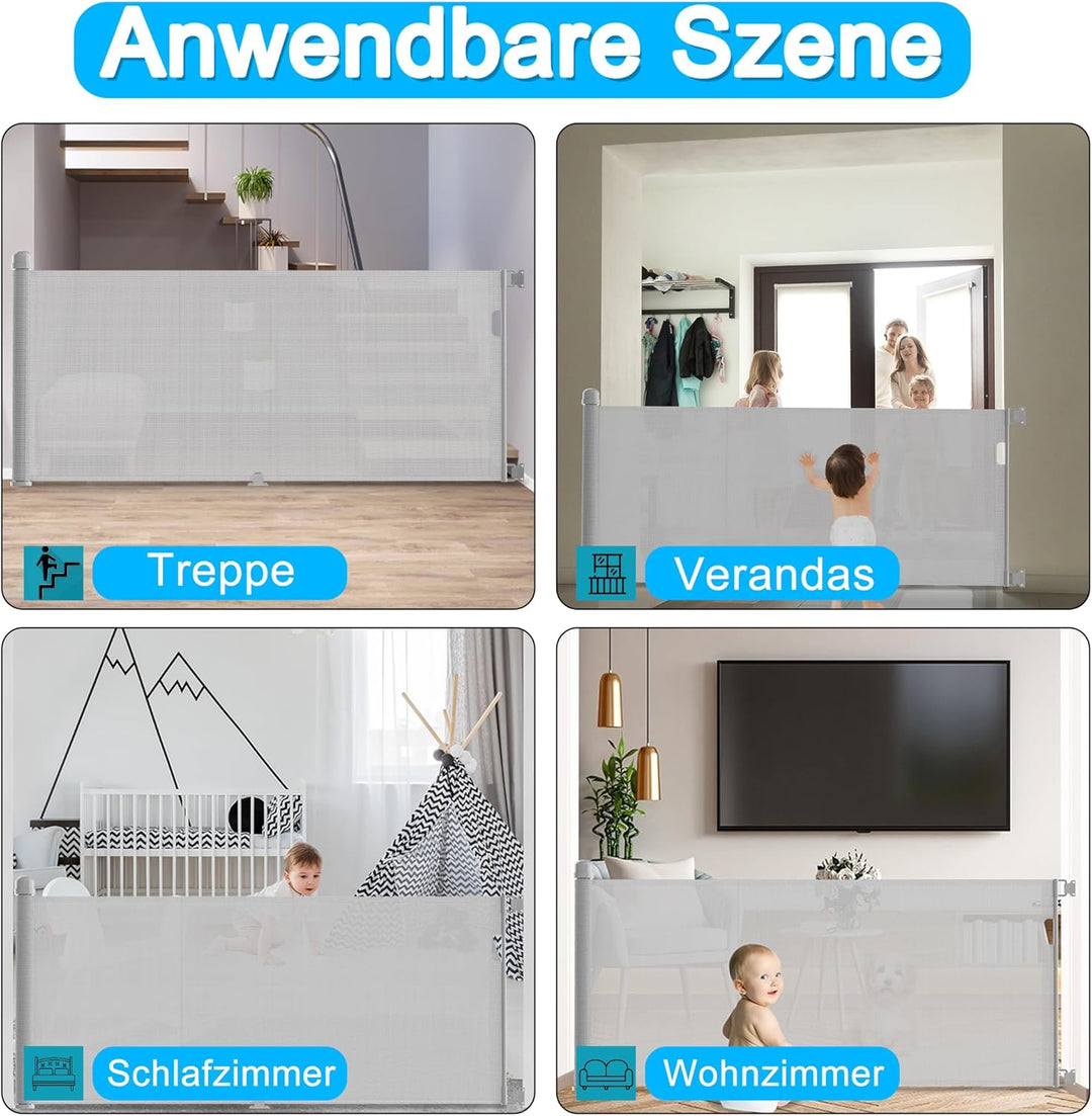 YUENFONG Treppenschutzgitter Ausziehbar Türschutzgitter, 0-300 cm Absperrgitter Schutzgitter Baby Ki